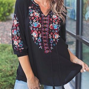 Black embroidered top